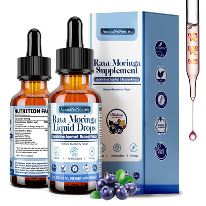 2 Pack Pure Moringa Organic Leaf Liquid Drops 10:1 Extract | 6X Absorption | Energy & Immunity