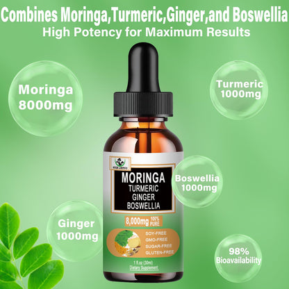 Moringa Drops – Organic Moringa Leaf Extract with Turmeric, Ginger & Boswellia