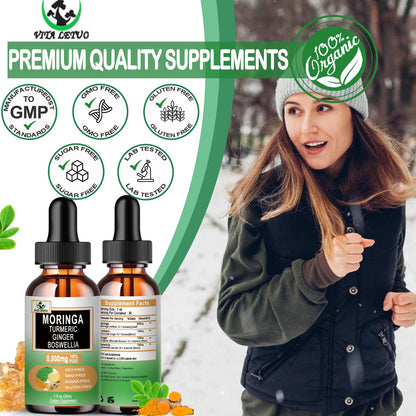 Moringa Drops – Organic Moringa Leaf Extract with Turmeric, Ginger & Boswellia