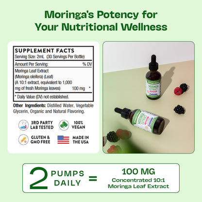 Moringa Liquid Drops – Vegan, Gluten Free (60 mL) – Mixed Berry