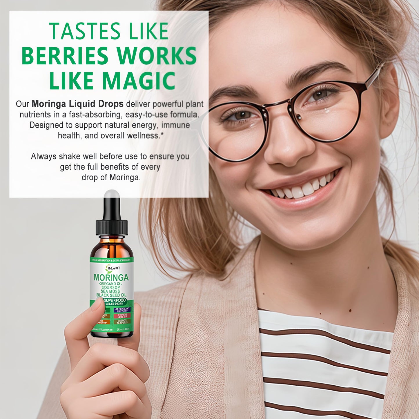 Moringa Liquid Drops — Organic High-Absorption Moringa Tincture with Soursop, Sea Moss & Black Seed Oil | Non-GMO, 30 Servings
