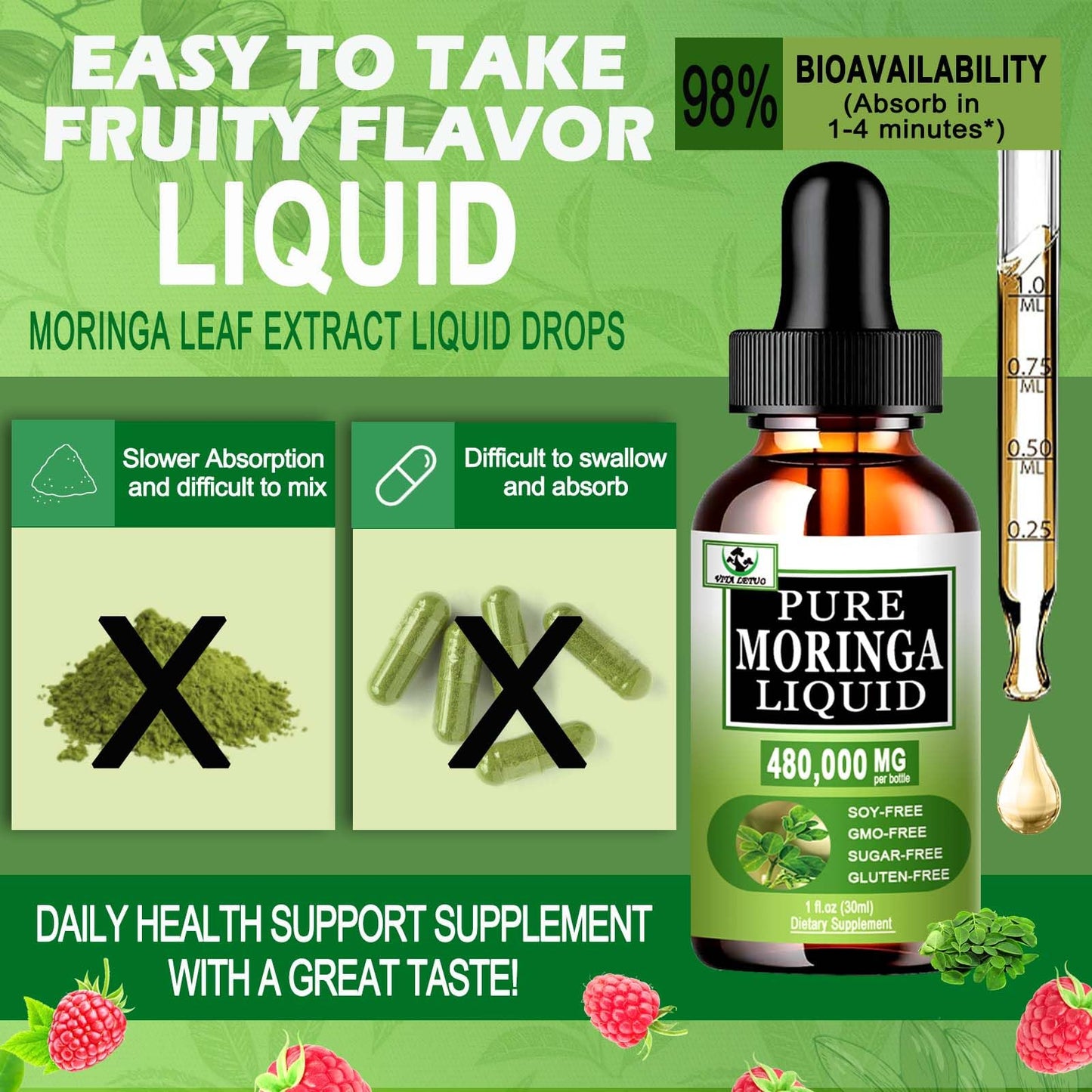Organic Moringa Liquid Drops - Energy, Immunity & 6X Absorption