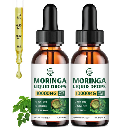 2 Pack Organic Moringa Liquid Drops with Turmeric & Black Pepper