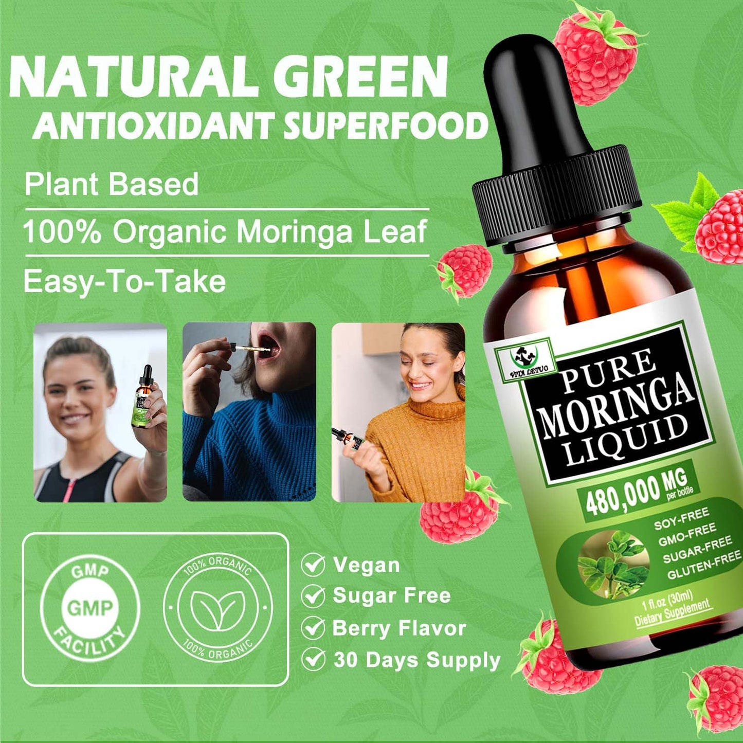 Organic Moringa Liquid Drops - Energy, Immunity & 6X Absorption