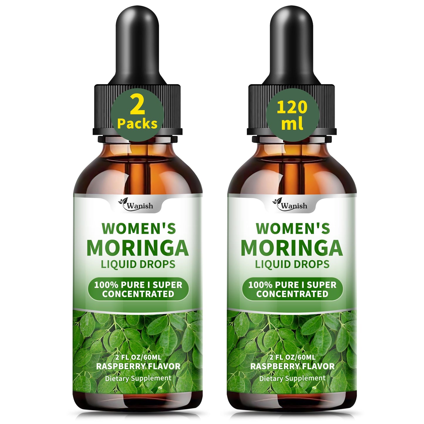 2 Pack (4 Fl Oz) Moringa Liquid Drops 800 mg for Women – Energy, Immunity & Antioxidants