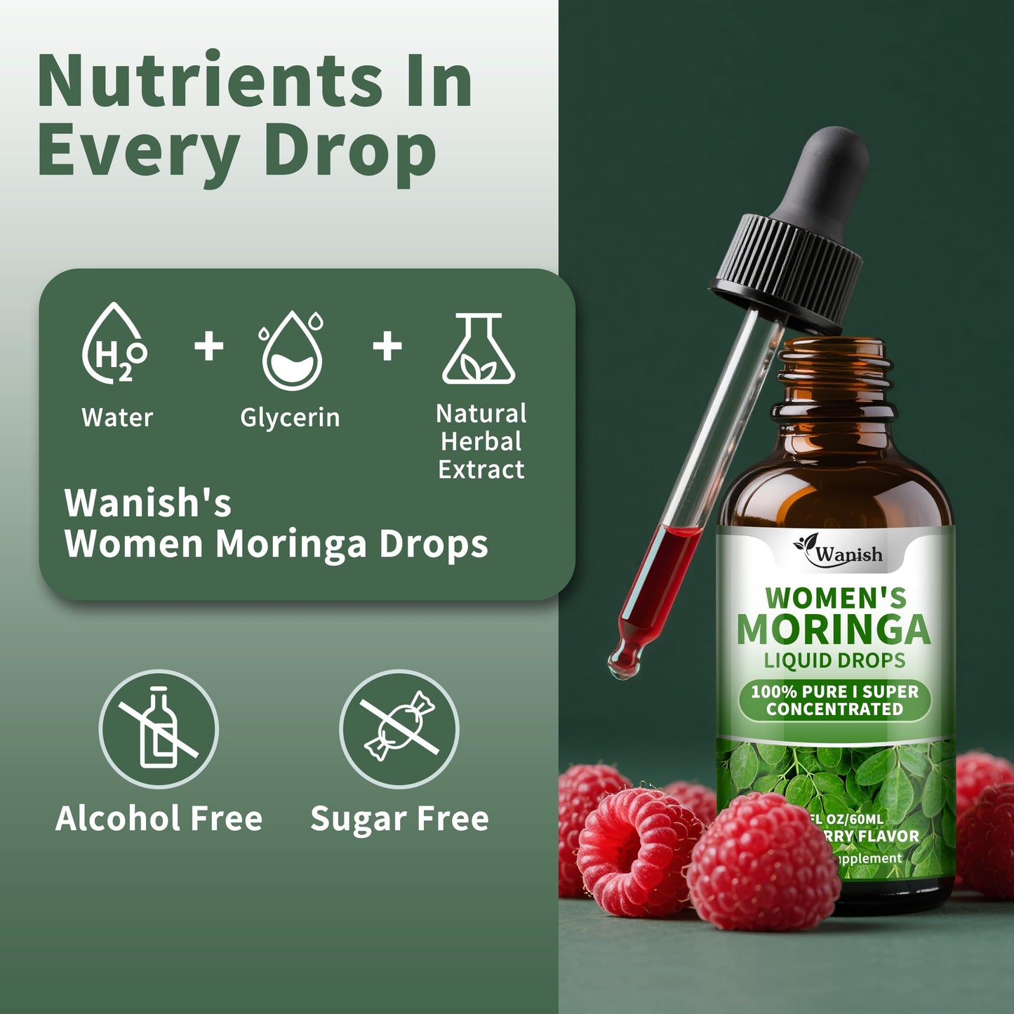 2 Pack (4 Fl Oz) Moringa Liquid Drops 800 mg for Women – Energy, Immunity & Antioxidants