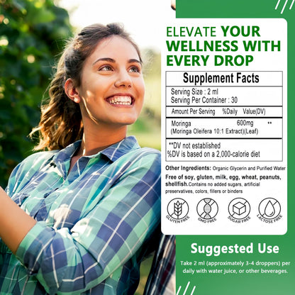 Pure Moringa Liquid Drops - Organic Moringa Oleifera, Immune & Energy