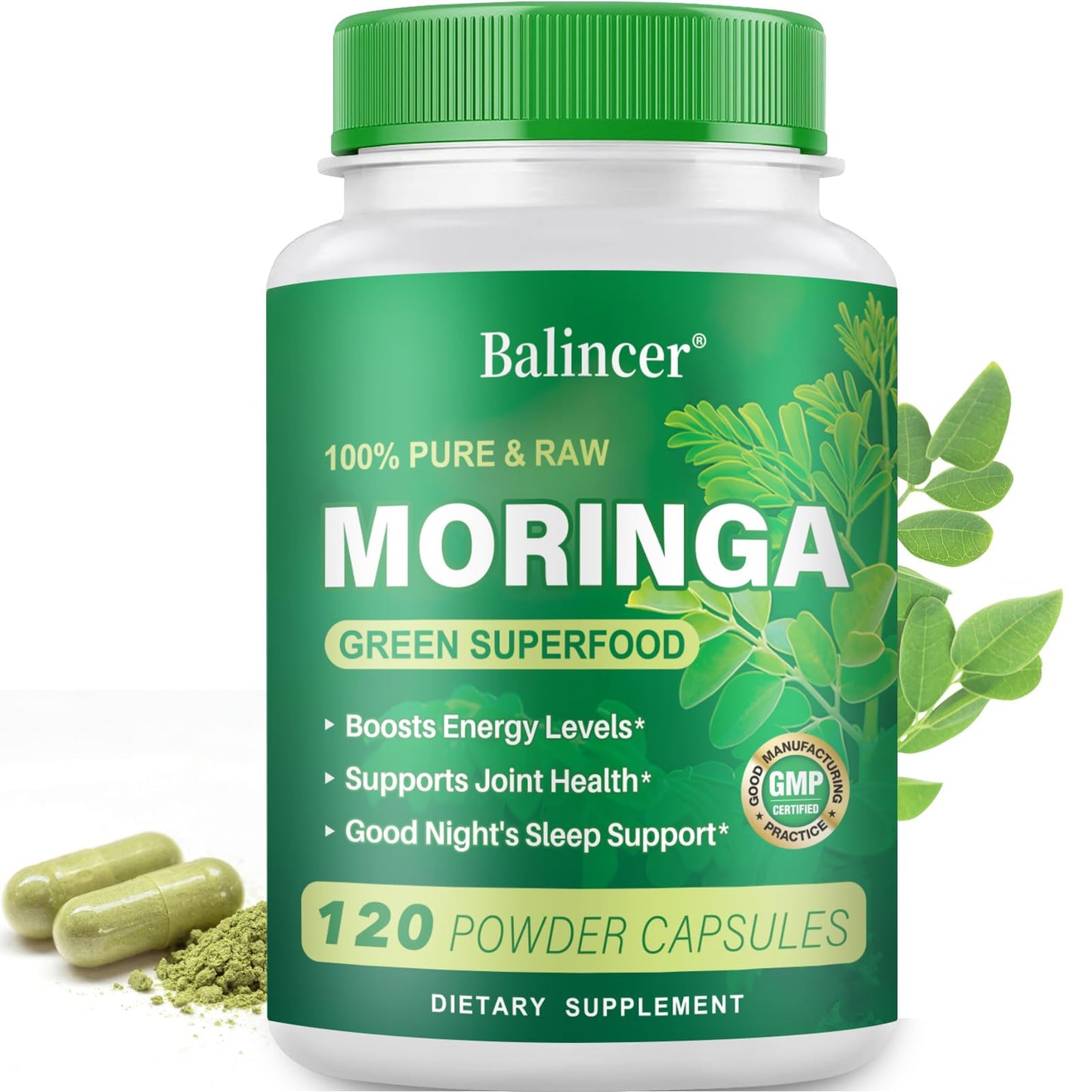 Moringa Powder Capsules | Pure Moringa Leaf – 800mg per Capsule, 120 Vegan Capsules