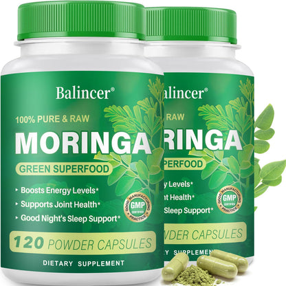 Moringa Powder Capsules – Pure Moringa Leaf, 800mg, 240 Vegan Capsules