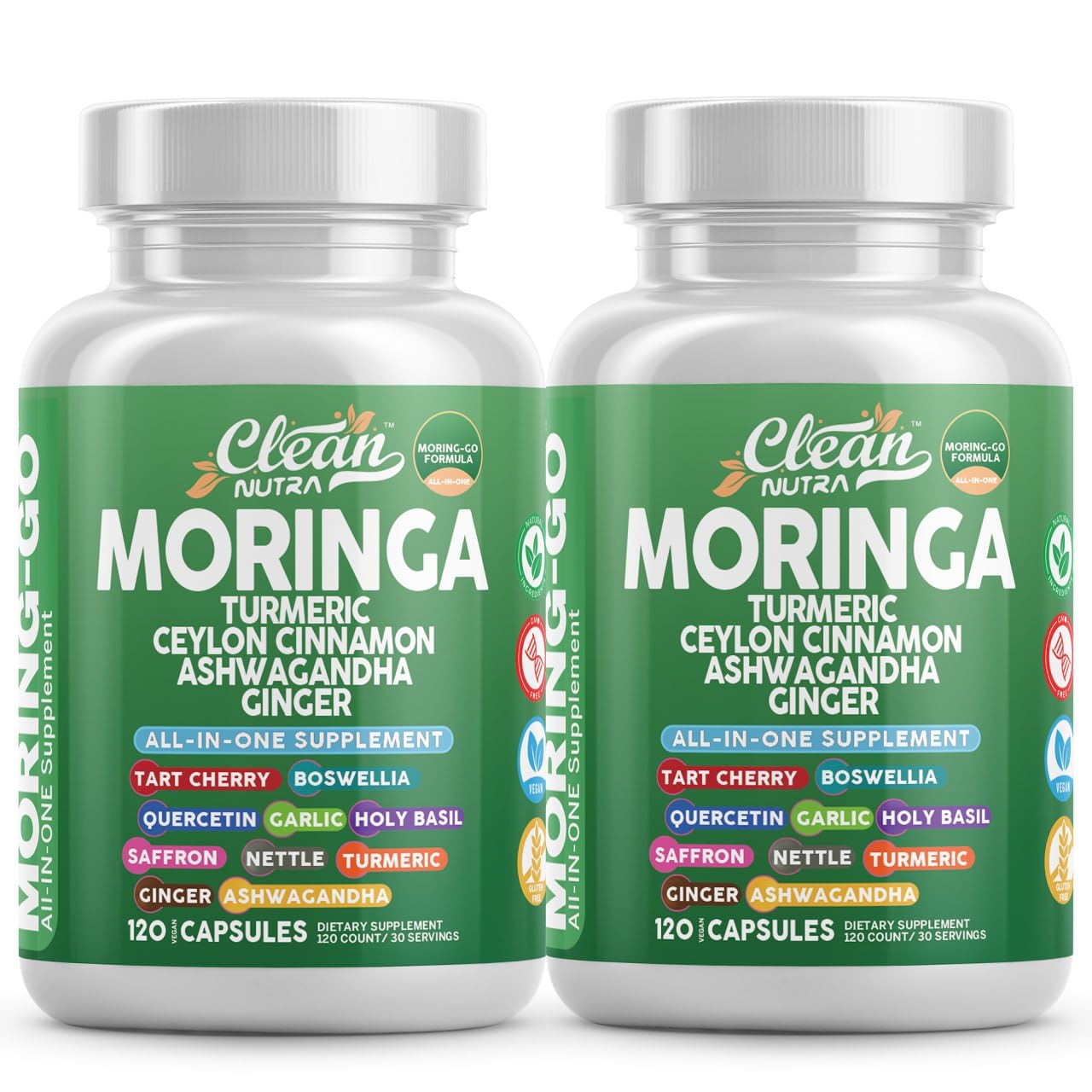 Moringa Powder Capsules + Turmeric Moringa Leaf – Clean Nutra Moring-Go