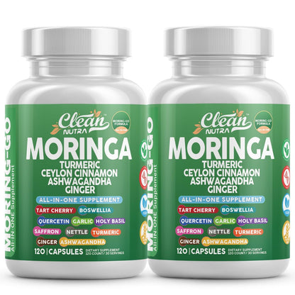 Moringa Powder Capsules + Turmeric Moringa Leaf – Clean Nutra Moring-Go
