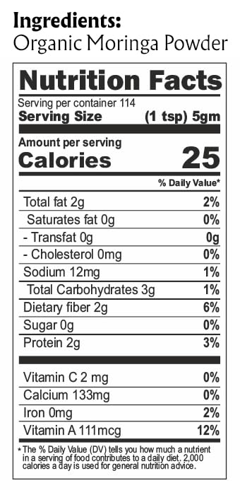 Jiva Organics Moringa Powder 1.25LB - USDA Organic Moringa Leaf Powder | Vegan