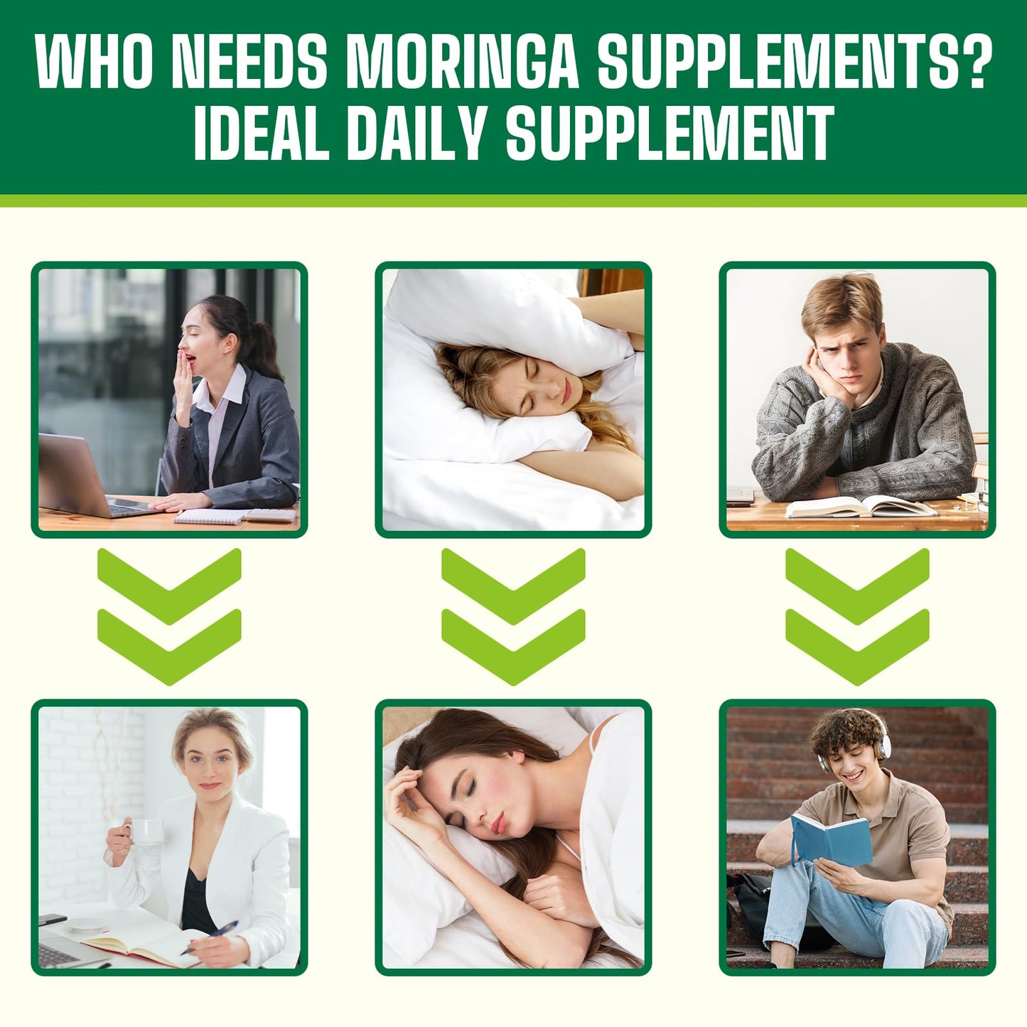 Moringa Powder Organic 2000MG - 18-in-1 Green Superfood, 60 Servings