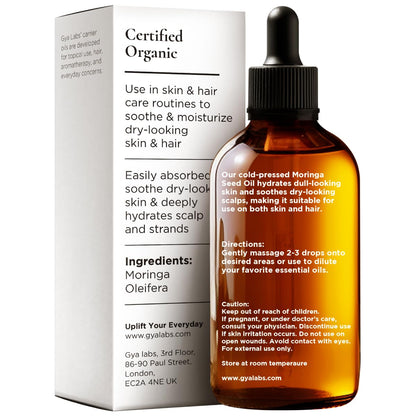 Gya Labs Moringa Seed Carrier Oil – 3.4 oz for Hair & Skin