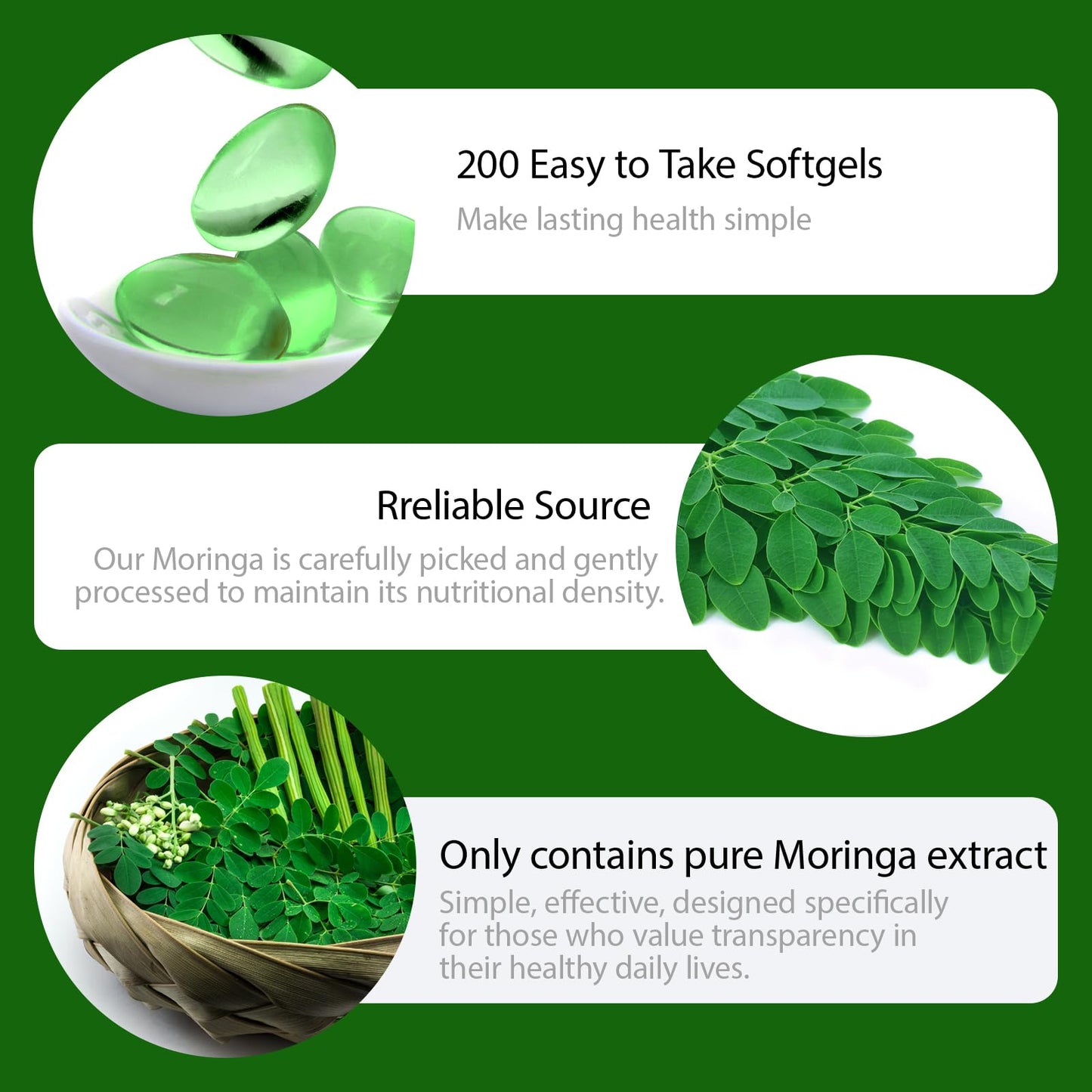 Moringa Capsules 200 Softgels | Pure Moringa Leaf Extracts, Energy, Skin & Gut Health, Rich in Antioxidants, Essential Vitamins & Amino Acids (1)