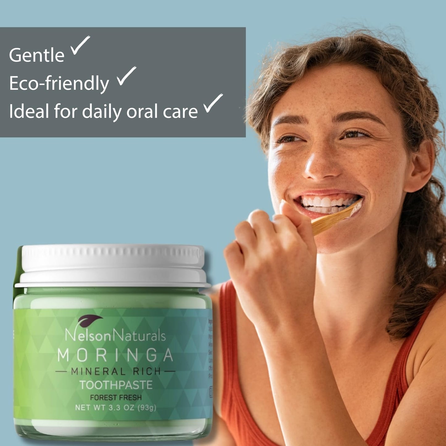 Moringa Mineral Rich Fluoride Free Toothpaste 3.3 oz | Zero Waste & Alkalizing