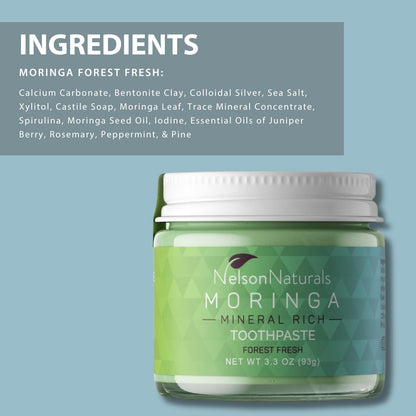 Moringa Mineral Rich Fluoride Free Toothpaste 3.3 oz | Zero Waste & Alkalizing