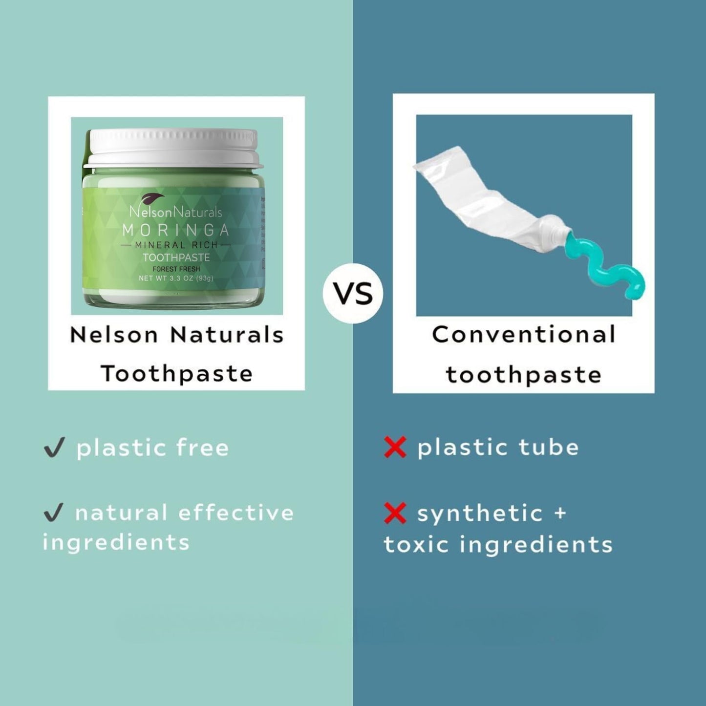Moringa Mineral Rich Fluoride Free Toothpaste 3.3 oz | Zero Waste & Alkalizing