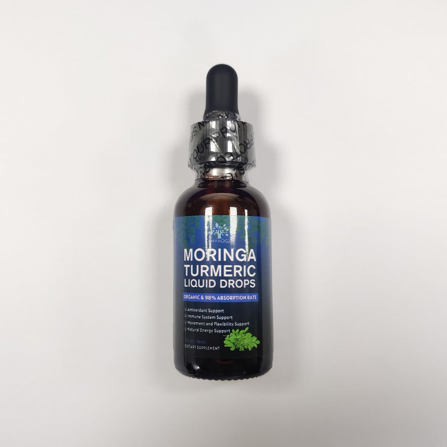(2 Pack) Organic Moringa Leaf Extract Liquid Drops 1000mg with Turmeric & Black Pepper – Energy, Antioxidant & Skin Support | Vegan, 1 fl oz