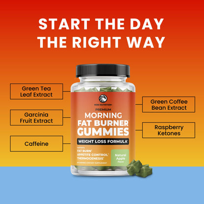 Morning Fat Burner Gummies – Weight Loss for Women & Men | Metabolism & Appetite Control | 60 Gummies