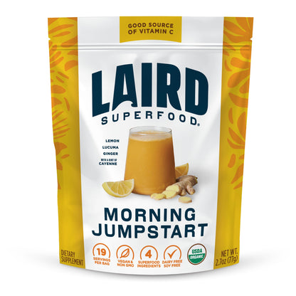 Laird Superfood Morning Jumpstart Powder Drink Supplement – Lemon, Lucuma, Ginger & Cayenne, Organic, 2.7 oz (Pack of 1)