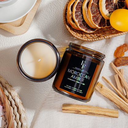 Moroccan Amber Scented Candles | Soy Wax Aromatherapy 7oz Gift Jar