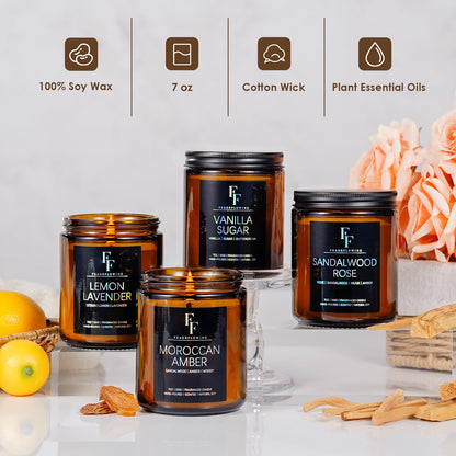 Moroccan Amber Scented Candles | Soy Wax Aromatherapy 7oz Gift Jar