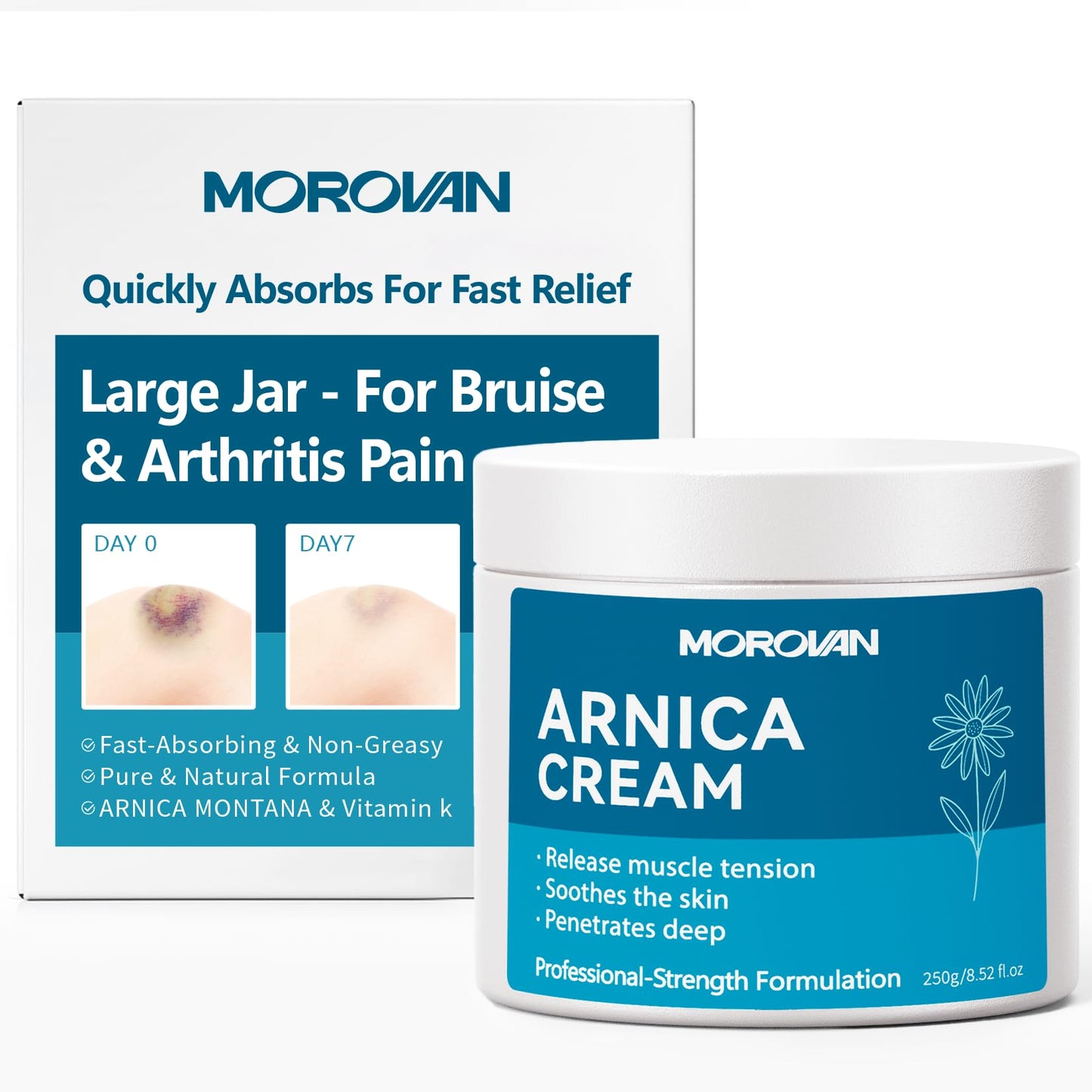 Morovan Arnica Cream 8.52 oz – Arnica Relief for Swelling, Soreness & Recovery
