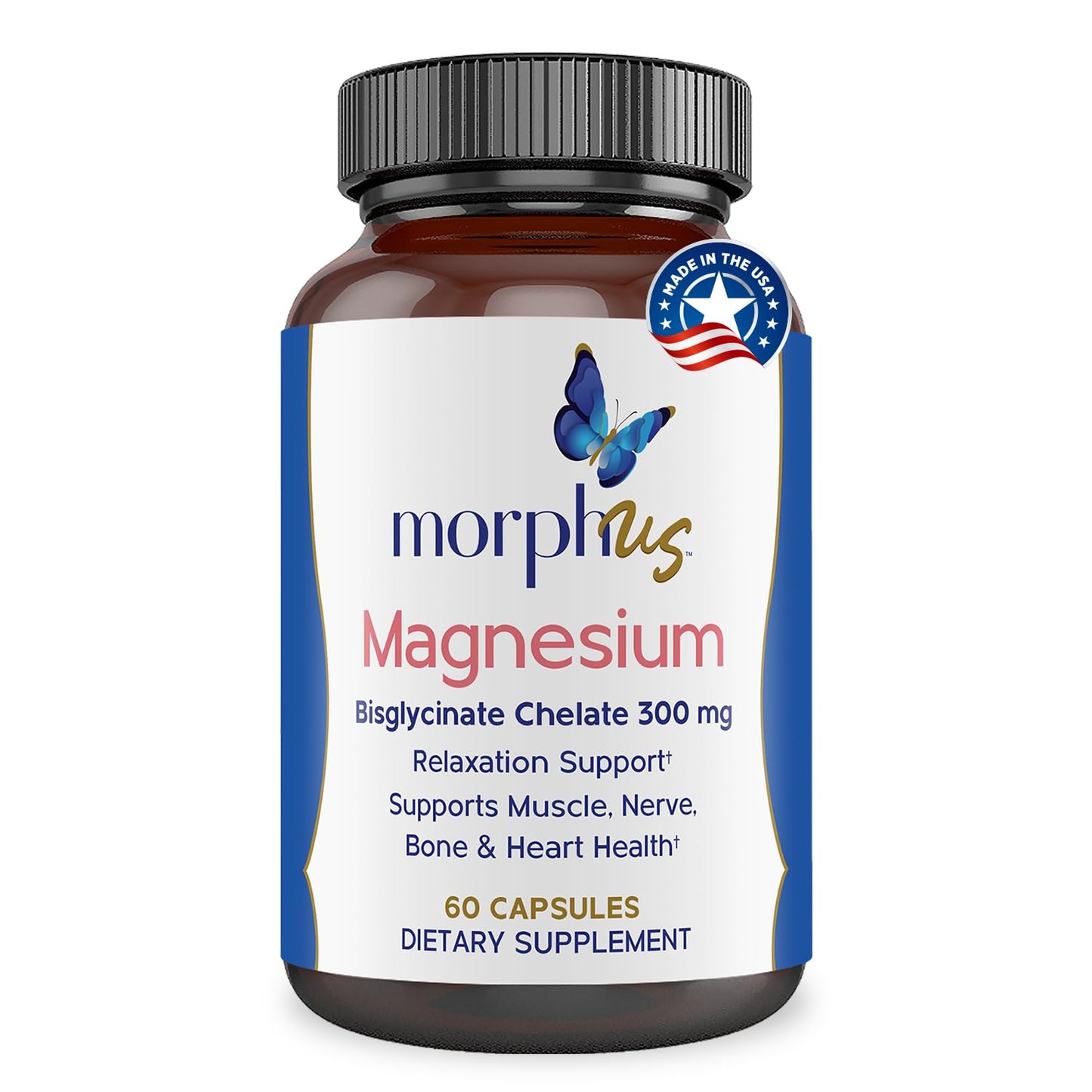 Morphus Magnesium Bisglycinate Chelate 300mg – 60 Capsules | Sleep, De-Stress & Muscle Support
