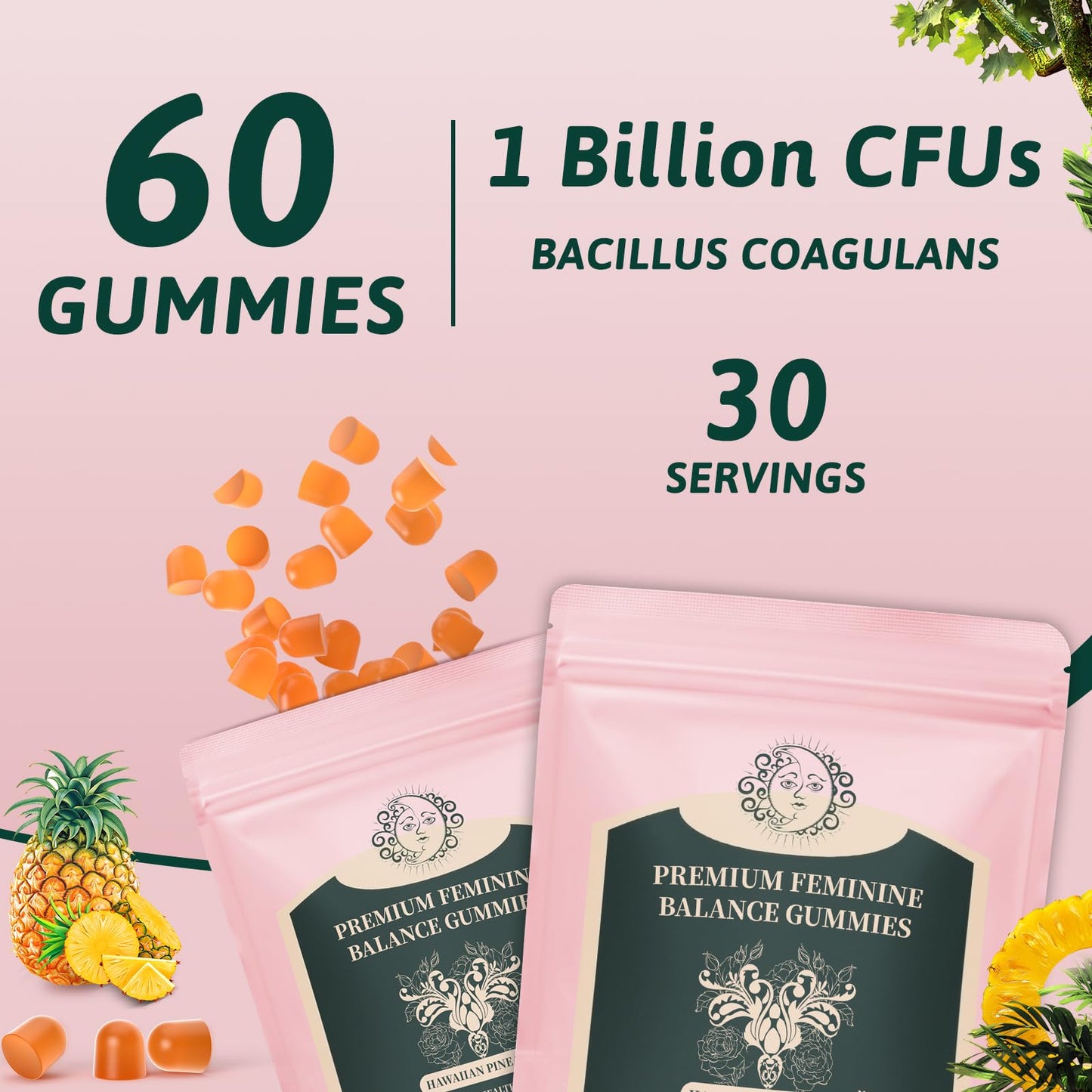 Mosslly Feminine Balance Gummies for Women – Probiotic + Vitamin C
