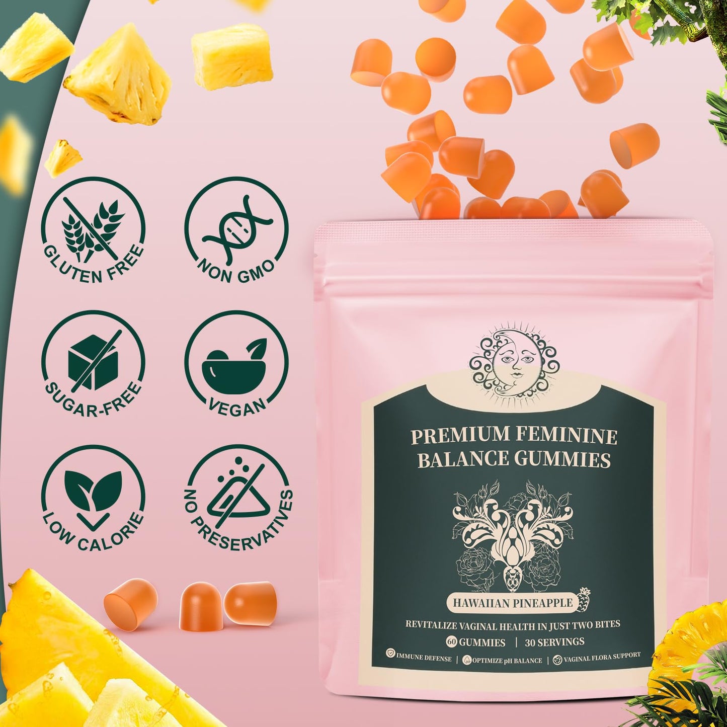 Mosslly Feminine Balance Gummies for Women – Probiotic + Vitamin C