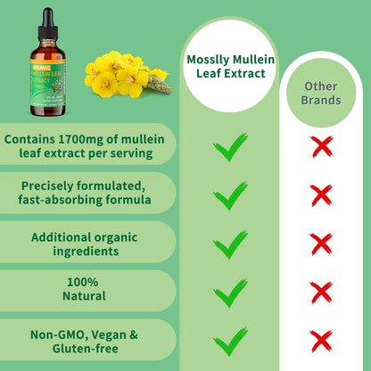 Mosslly 1700mg Mullein Drops for Lungs – Organic Mullein Leaf Extract, 2 Oz