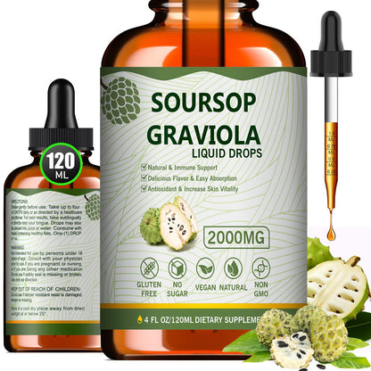 Mosslly 7-in-1 Organic Soursop Bitters Liquid Drops, 4 Fl Oz – Immune Support