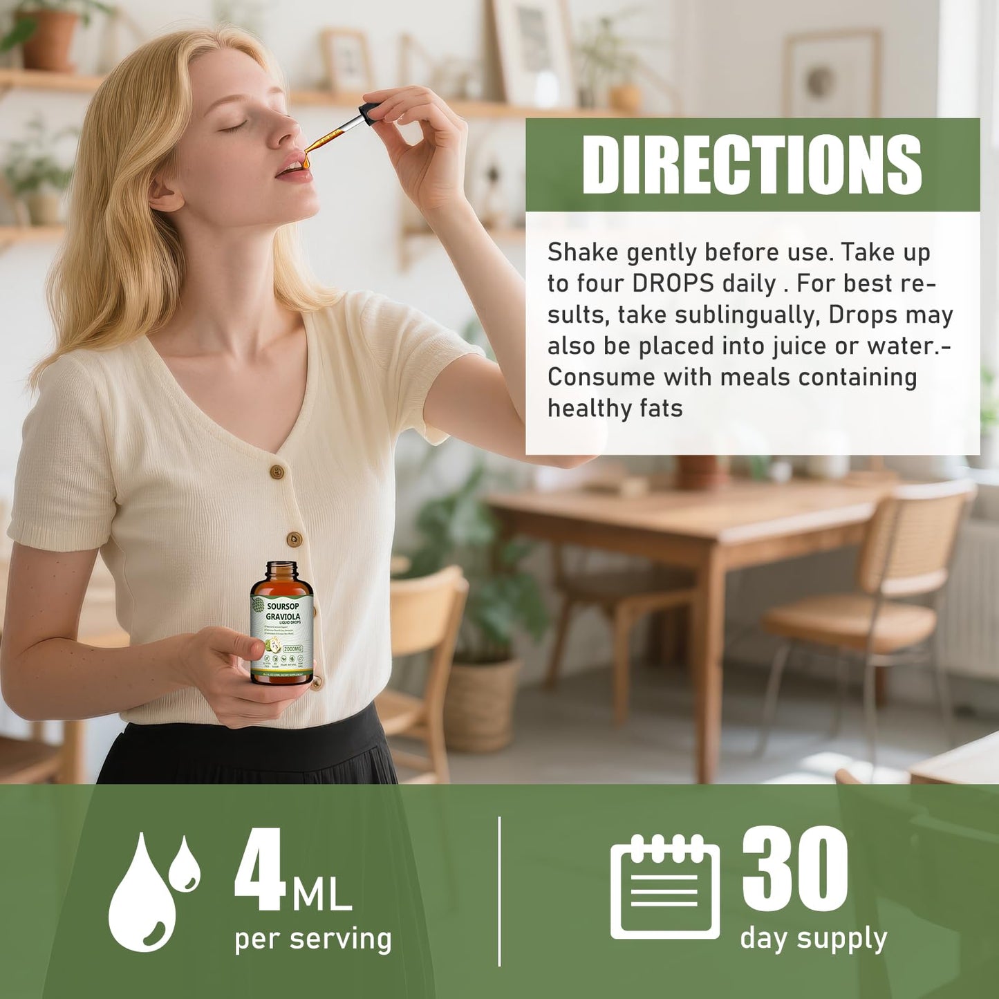 Mosslly 7-in-1 Organic Soursop Bitters Liquid Drops, 4 Fl Oz – Immune Support