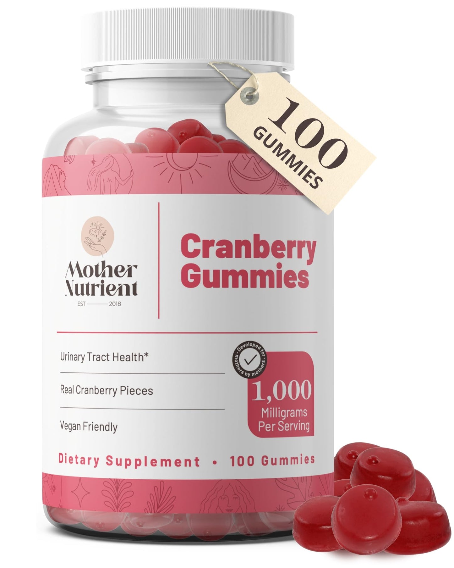 Mother Nutrient Cranberry Gummies – Urinary Tract Health, Women & Kids, 1000mg