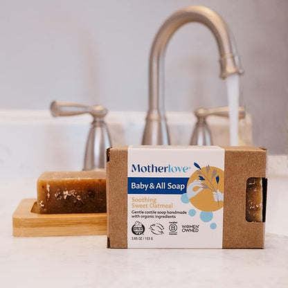 Motherlove Baby & All Soap (3-pack) – Gentle Castile Soap with Organic Ingredients | Soothing Sweet Oatmeal