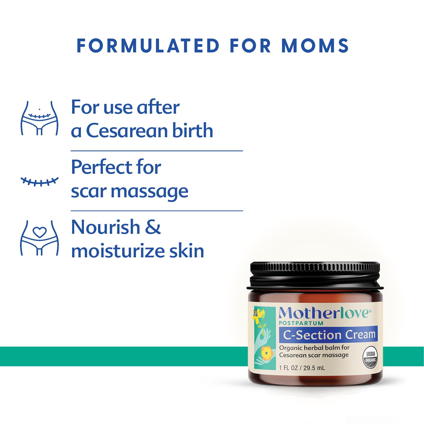 Motherlove C-Section Cream (1oz) – Organic Scar Care for Postpartum Comfort