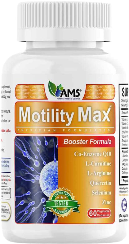 Motility Max – Sperm Motility & Reproductive Health Support | Circulation, Libido & Testosterone | 60 Capsules