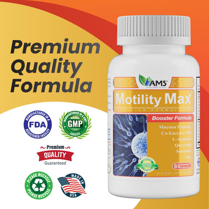 Motility Max – Sperm Motility & Reproductive Health Support | Circulation, Libido & Testosterone | 60 Capsules