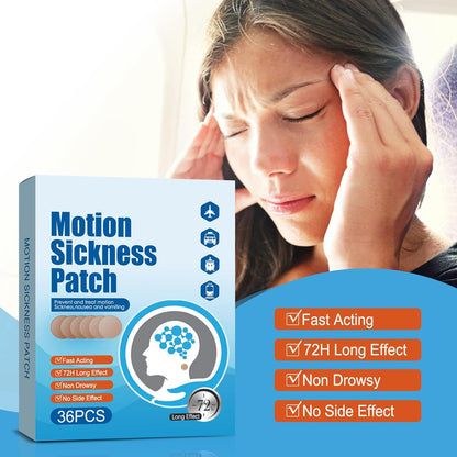Motion Sickness Patches 36 Count — Non-Drowsy, Fast-Acting Travel Patches