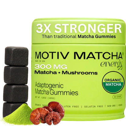 Motiv Organic Matcha & Mushrooms Energy Gummies – 300 MG Concentrate