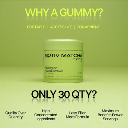 Motiv Organic Matcha & Mushrooms Energy Gummies – 300 MG Concentrate