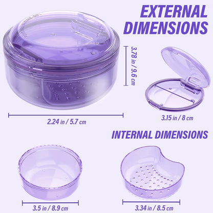 2-in-1 Denture Case 2PCS – No-Leak Travel Retainer & Bath Case