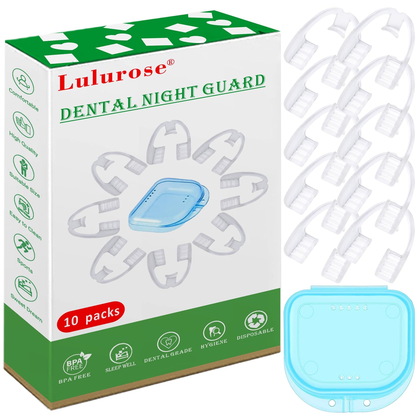 Mouth Guard for Grinding & Clenching Teeth – Portable Case, BPA Free, Disposable (10 Count)