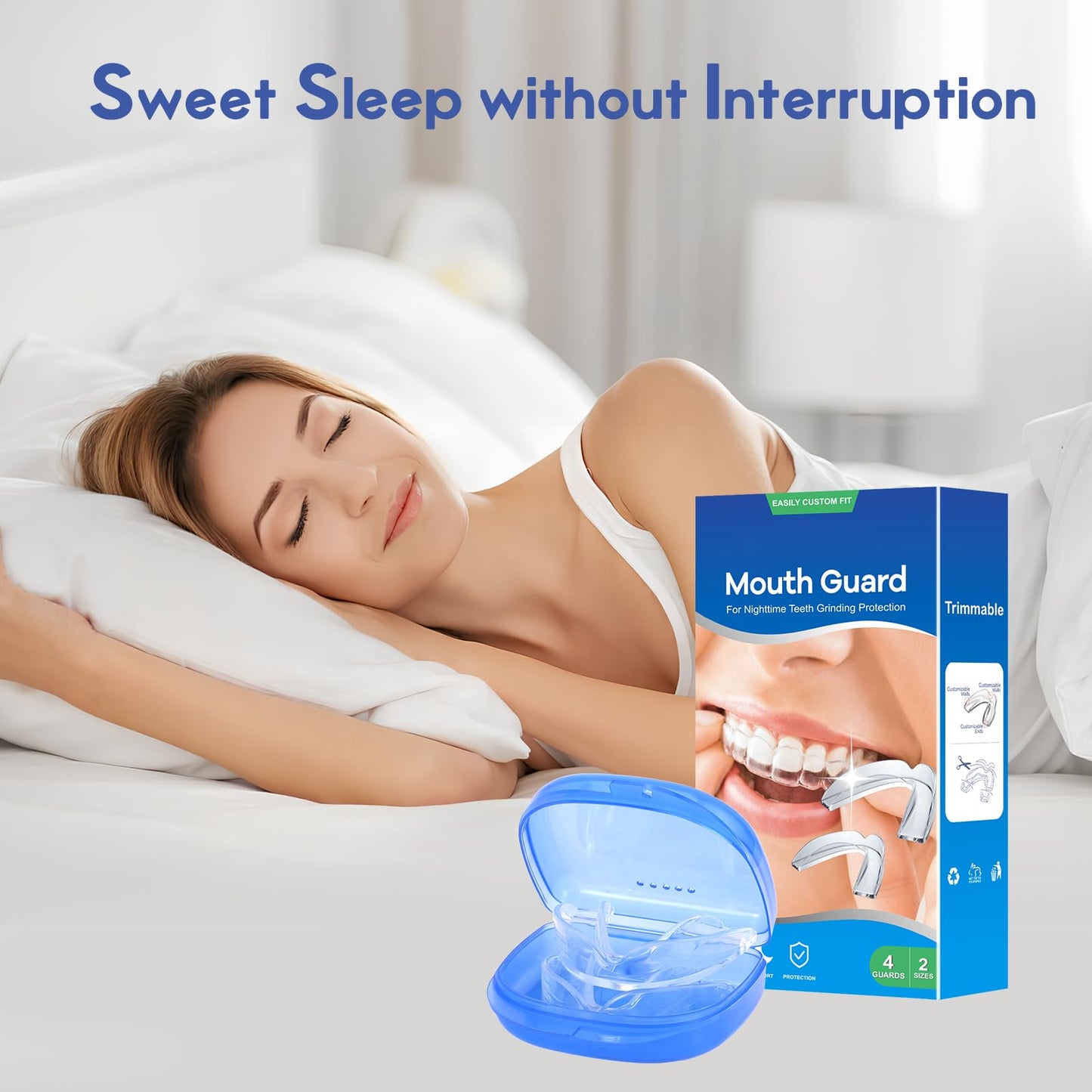 Mouth Guard for Teeth Grinding at Night – Pack of 4 with 2 Sizes
