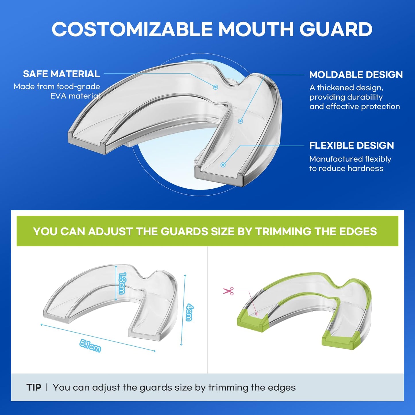 Mouth Guard for Teeth Grinding at Night – Moldable Sleep Guard (5 Count)