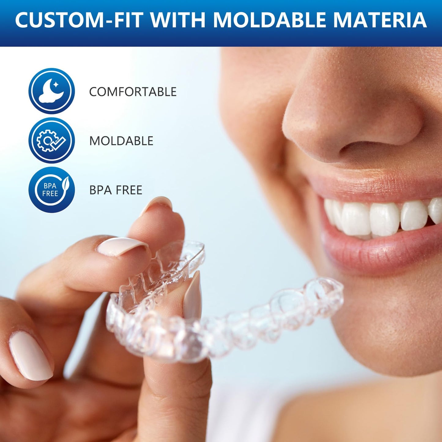 Mouth Guard for Teeth Grinding at Night – Bruxism Night Guard (8 Pack) with 12 Cleaning Tablets