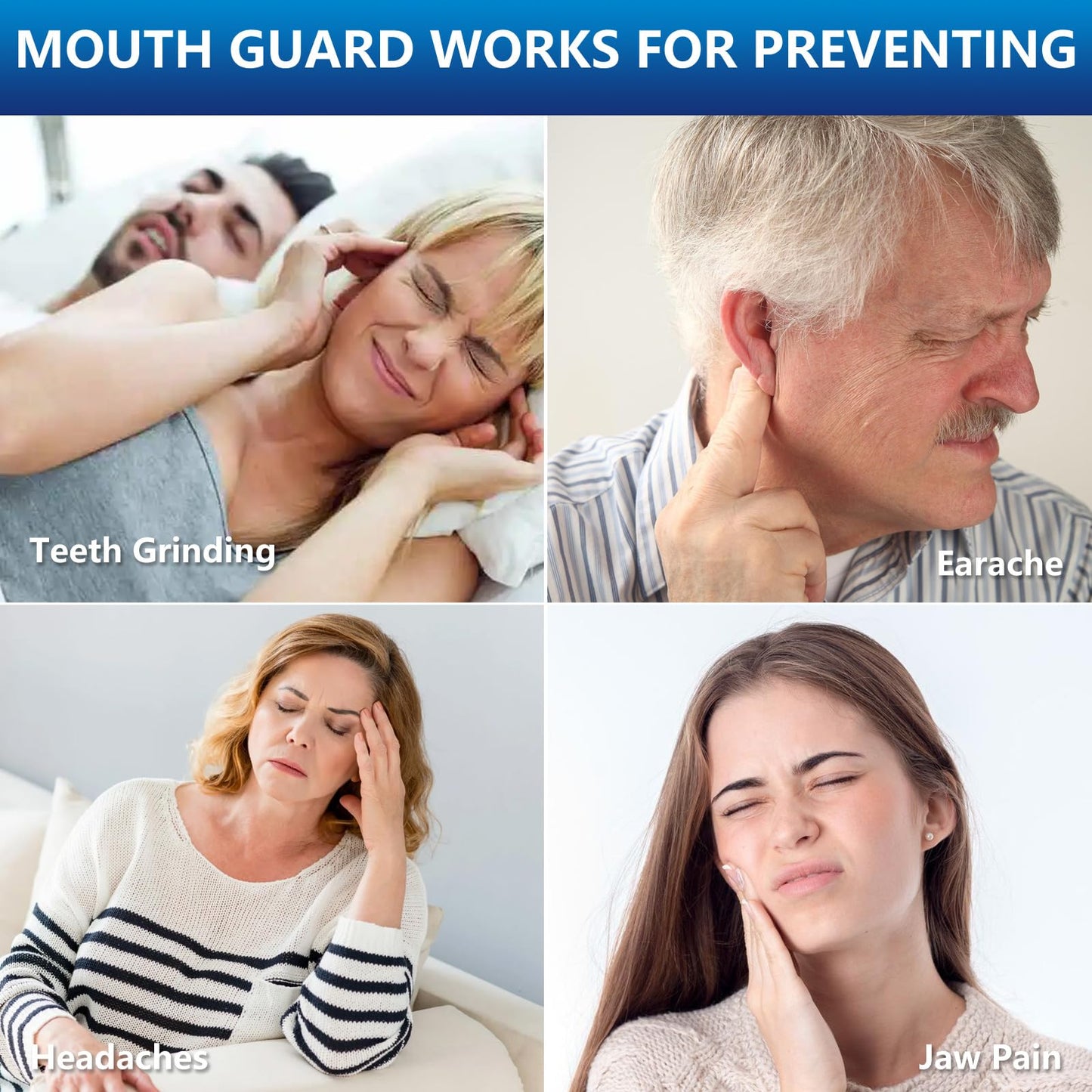 Mouth Guard for Teeth Grinding at Night – Bruxism Night Guard (8 Pack) with 12 Cleaning Tablets