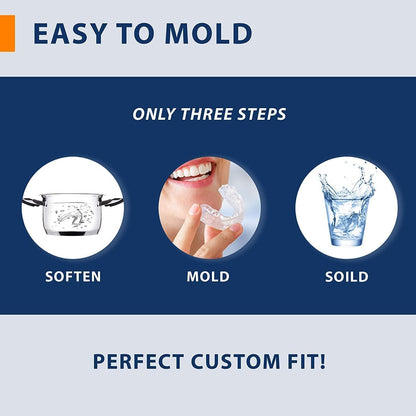 Moldable Mouth Guard for Teeth Grinding at Night – Custom Dental Guard (4-Pack) + 12 Tablets