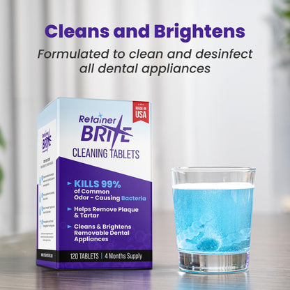 Retainer Brite Cleaner Tablets – 120 ct, Invisalign & Mouth Guard Cleaner | Made in USA